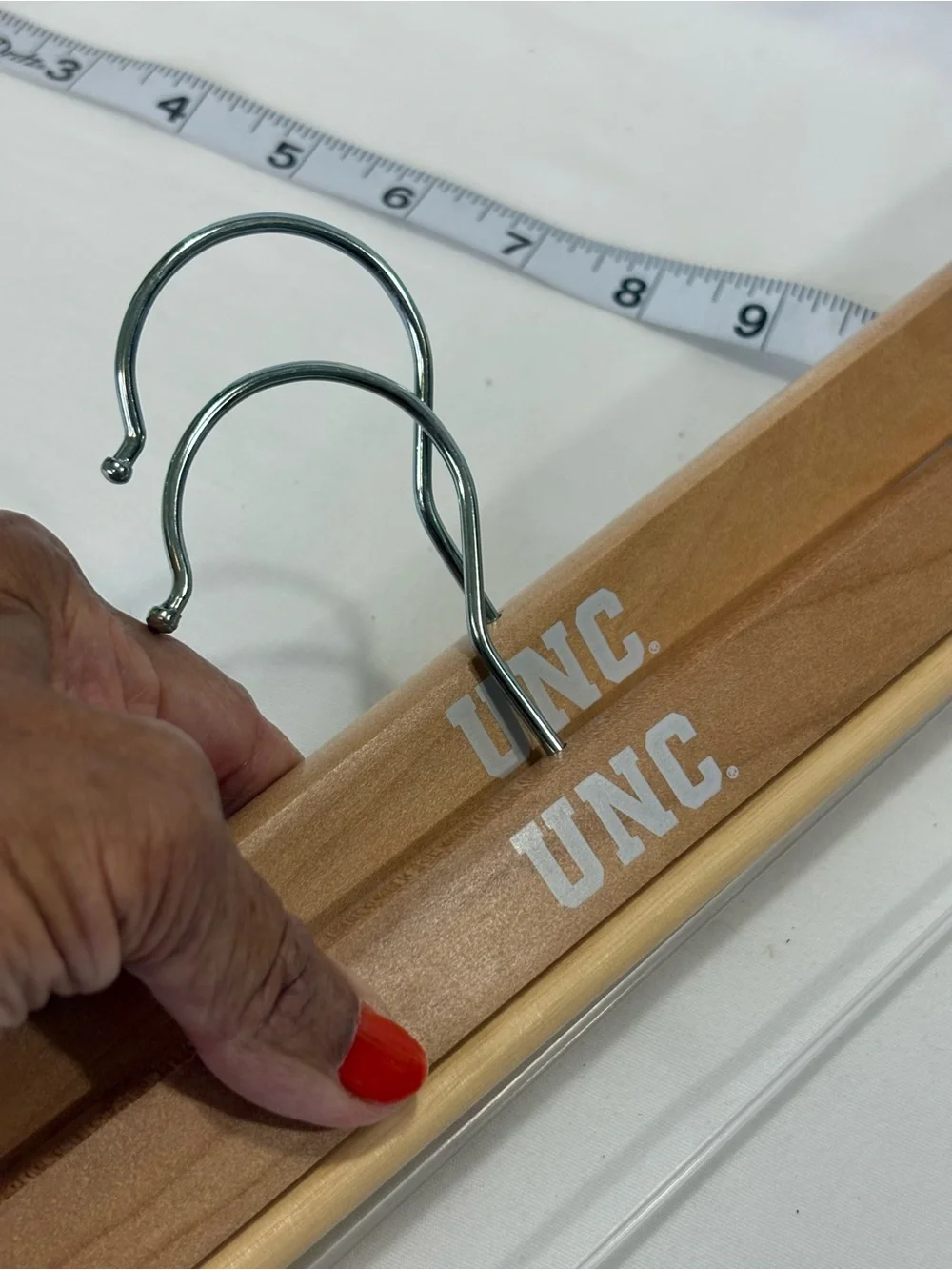 UNC UNIVERSITY OF NORTH CAROLINA Natural Wooden Trouser Hangers 13.5” LIKE-NEW